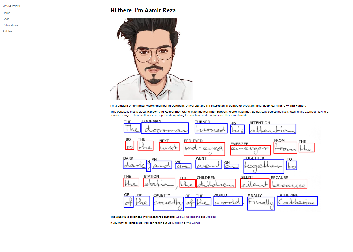 Handwriting Recognition Screenshot
